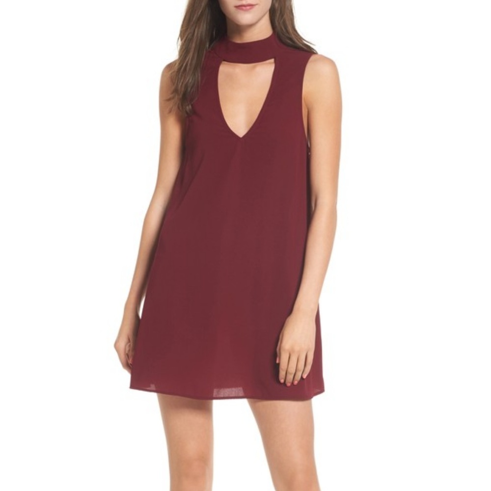 SMYM Friday Choker Dress in deep red